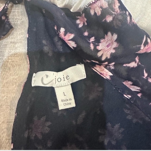 Joie Black and Pink Floral Jumpsuit L - Picture 7 of 8